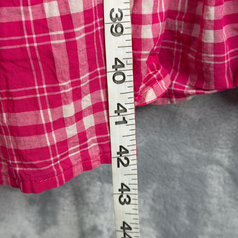Torrid Mini Voile Mandarin Collar Dress Womens Plus Size 4X‎ Pink Plaid Preppy - Picture 5 of 6